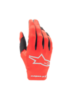Alpinestars Radar handschoenen 2025, motocross motorhandschoenen, Mars rood en zilver, lichtgewicht stretch-textiel met sterlogo.