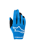 Alpinestars 2026 Radar Gloves, Men's blue and white motocross gloves with stretch backhand and white sublimated Astars logo.