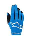 Alpinestars 2026 Radar Gloves, motorcrosshandschoenen, blauw en wit, voorzien van een enkellaagse stretch bovenhand met een groot wit Astars-logo, zwarte vingeraccenten, lichtgewicht prestatiegericht ontwerp voor off-road rijden