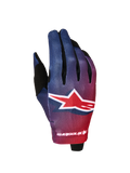 Alpinestars Radar handschoenen 2027, lichtgewicht motorhandschoenen voor motorcross, rood en blauw verloop met wit sterlogo.