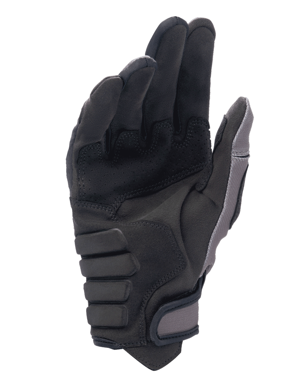 Alpinestars Techdura Gloves, Motocross and Enduro Gloves, Falcon Brown, palm view featuring synthetic suede construction, reinforced padding for grip, and adjustable hook and loop cuff closure
