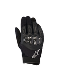 Alpinestars Megawatt V2 handschoenen, motorcross- en endurohandschoenen, zwart, voorzien van een harde knokkelprotector met carbon-look afwerking, geperforeerd leer op de bovenhand voor ademend vermogen, wit Alpinestars-logo op de manchet, duurzame off-road bescherming