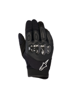 Alpinestars Megawatt V2 handschoenen, motorcross- en endurohandschoenen, zwart, voorzien van een harde knokkelprotector met carbon-look afwerking, geperforeerd leer op de bovenhand voor ademend vermogen, wit Alpinestars-logo op de manchet, duurzame off-road bescherming