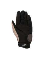 Alpinestars Megawatt V2 handschoenen, off-road motorcrosshandschoenen, Stone Black, handpalmweergave met versterkte duim en handpalm, getextureerde grip en klittenbandsluiting bij de pols met het witte Alpinestars-logo.