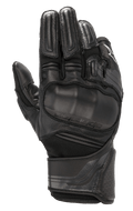 Alpinestars Booster V2 handschoenen, zwarte motorhandschoenen, voorzien van een overmolded visco-elastische knokkelbeschermer, multi-paneel constructie van leer en textiel, gewatteerde vingerbescherming, geperforeerd lederen manchet en verstelbare polsband