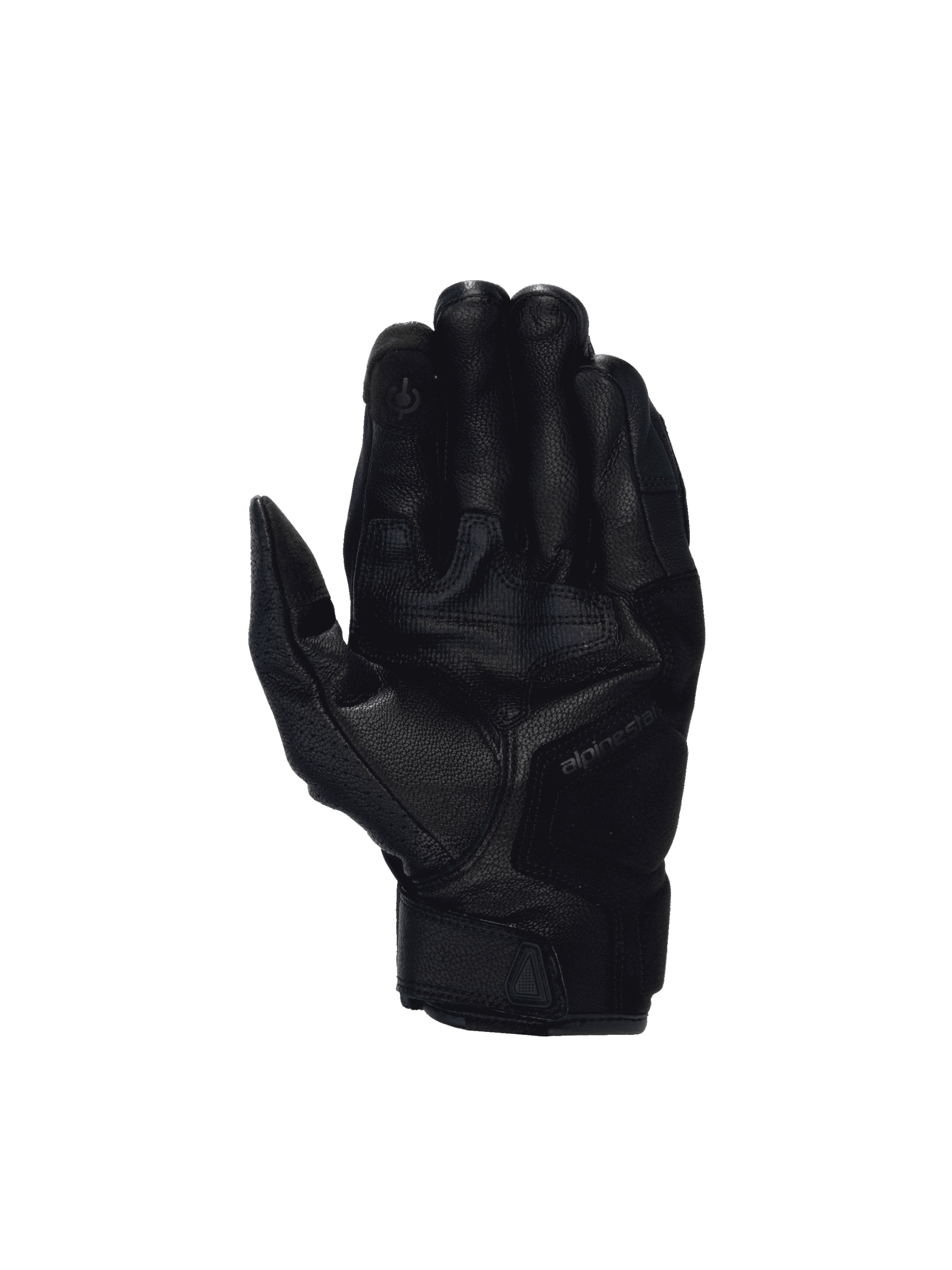 Alpinestars Celer V3 handschoenen, motorhandschoenen voor weggebruik, zwart geitenleer, versterkte handpalm en touchscreen-compatibele vingertop.
