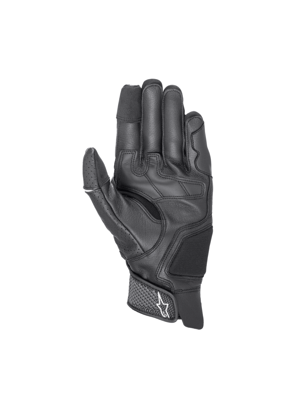 Alpinestars Morph Sport handschoenen, zwarte motorhandschoenen van leer en textiel met touchscreen-vingertoppen