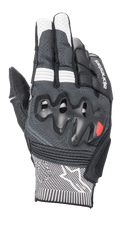 Alpinestars Morph Sport handschoenen, motorhandschoenen, zwart en wit, met een grijze MorphTech Weave rugzijde, over-geïnjecteerde knokkelbescherming, RIDEKNIT inzetstukken en een wit sterlogo op de manchet