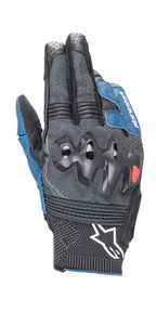 Alpinestars Morph Sport handschoenen, motorhandschoenen, zwart en blauw Sodalite, voorzien van over-geïnjecteerde knokkelbeschermers, MorphTech Weave handrug met RIDEKNIT-inzetstukken, wit sterlogo op de manchet, technisch getextureerde stof voor wegraces