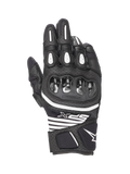 Alpinestars SPX AC V2 handschoenen, korte motorzomerhandschoenen, zwart en wit, CE-gecertificeerd, leren en mesh constructie met harde carbon knokkelbescherming