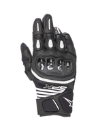 Alpinestars SPX AC V2 handschoenen, korte motorzomerhandschoenen, zwart en wit, CE-gecertificeerd, leren en mesh constructie met harde carbon knokkelbescherming