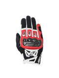 Alpinestars SMX-2 Air Carbon V2 motorhandschoenen in zwart, rood en wit met carbon knokkelbescherming en ventilerend 3D-mesh.