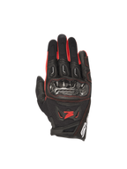 Alpinestars Honda SMX-2 Air Carbon V2 motorhandschoenen voor heren, zwart en rood, met carbon knokkelbescherming.