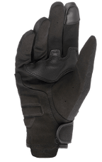 Alpinestars Copper handschoenen, urban motorhandschoenen, zwart, zicht op de handpalm met synthetisch suède materiaal, touchscreen-compatibele vingertop, versterkte handpalmvulling en een veilige klittenbandsluiting bij de pols
