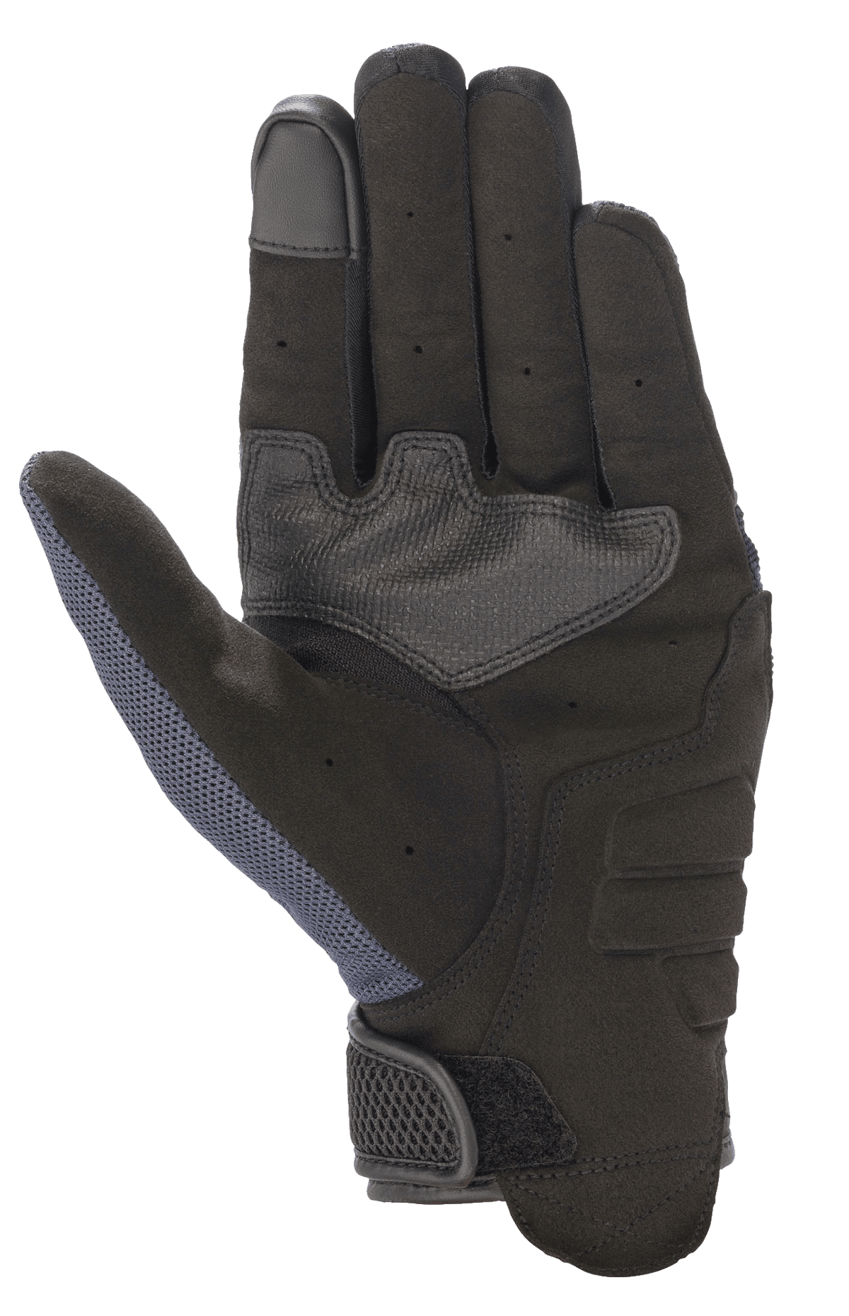 Alpinestars Copper handschoenen, motorhandschoenen, Mood Indigo, binnenzijde met volledig synthetisch suède, verstevigde padding, touchscreen-compatibele vingertop en mesh duimpaneel voor lichtgewicht stedelijke bescherming.