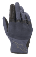 Alpinestars Copper handschoenen, stedelijke motorhandschoenen, Mood Indigo blauw met zwarte accenten, mesh textielconstructie, voorzien van harde knokkelbescherming en accordeon vingergewrichten, Alpinestars-logo op de rug van de hand