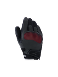 Alpinestars Mogress Airflow Gloves, Motorcycle Riding Gloves, Black and Red, backhand view featuring red mesh knuckle protection, 3D breathable mesh panels, short cuff design with hook-and-loop strap, urban riding style