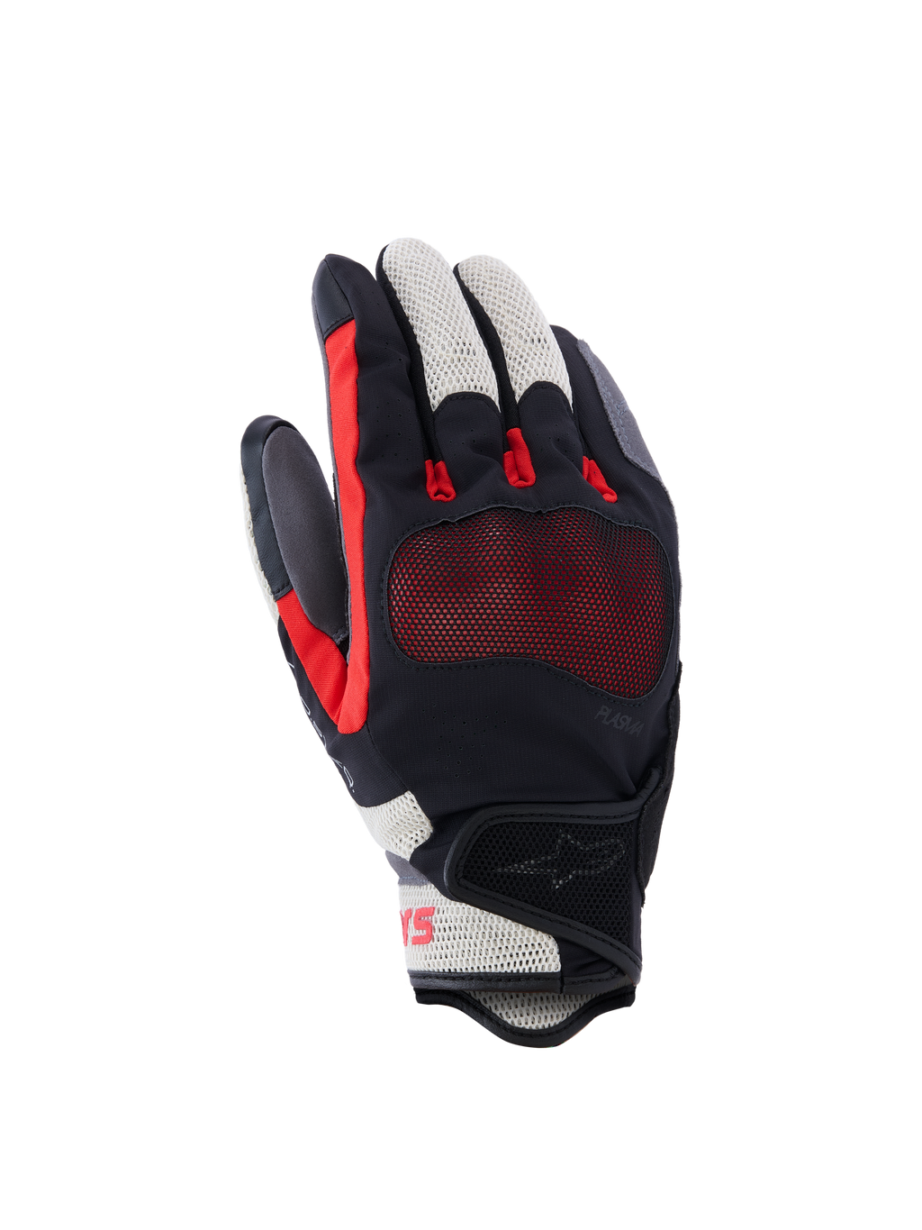 Alpinestars Mogress Airflow handschoenen, motorhandschoenen, zwart, vlamrood en ecru, met laser-geperforeerde handrug en 3D mesh-inzetstukken, transparante knokkelbescherming, kort manchetontwerp, urban zomerse motoruitrusting