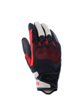Alpinestars Mogress Airflow handschoenen, motorhandschoenen, zwart, vlamrood en ecru, met laser-geperforeerde handrug en 3D mesh-inzetstukken, transparante knokkelbescherming, kort manchetontwerp, urban zomerse motoruitrusting
