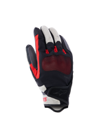 Alpinestars Mogress Airflow handschoenen, motorhandschoenen, zwart, vlamrood en ecru, met laser-geperforeerde handrug en 3D mesh-inzetstukken, transparante knokkelbescherming, kort manchetontwerp, urban zomerse motoruitrusting