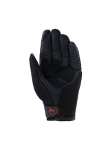 Alpinestars Manti Air Gloves, Adventure Motorcycle Gloves, Black, palm view featuring reinforced leather palm, breathable mesh on the thumb, and red circular 'AS' logo on the wrist closure.