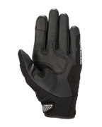 Alpinestars SMX-1 Air V2 handschoenen, handpalmzicht, zwart en wit, met versterkte lederen gripzones, geperforeerde handpalm voor ventilatie en een veilige korte manchet met klittenbandsluiting.