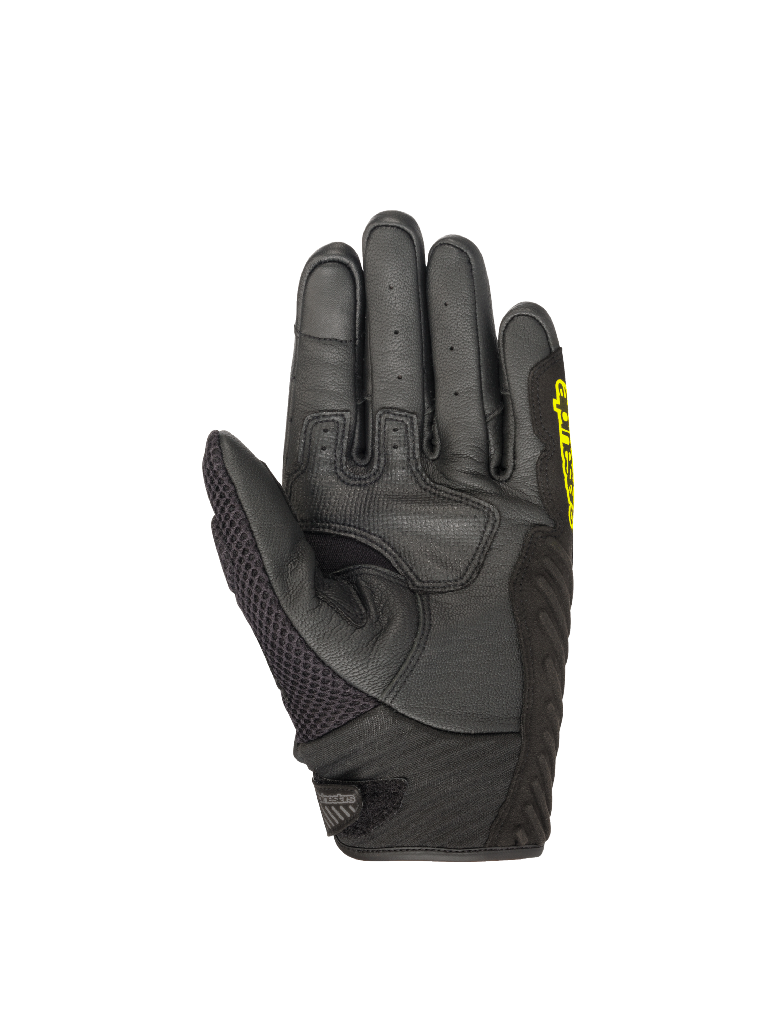 Alpinestars SMX-1 Air V2 handschoenen, herenmotorhandschoenen in zwart en fluogeel, lederen handpalm met versterkingen en geperforeerd mesh, CE-gecertificeerd Niveau 1.