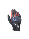 Alpinestars FQ20 SMX-1 Air V2 Monster handschoenen, zwart-blauwe herenmotorhandschoenen met mesh en harde knokkelbescherming.