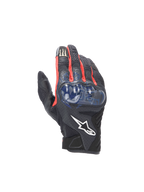 Alpinestars FQ20 SMX-1 Air V2 Monster handschoenen, zwart-blauwe herenmotorhandschoenen met mesh en harde knokkelbescherming.