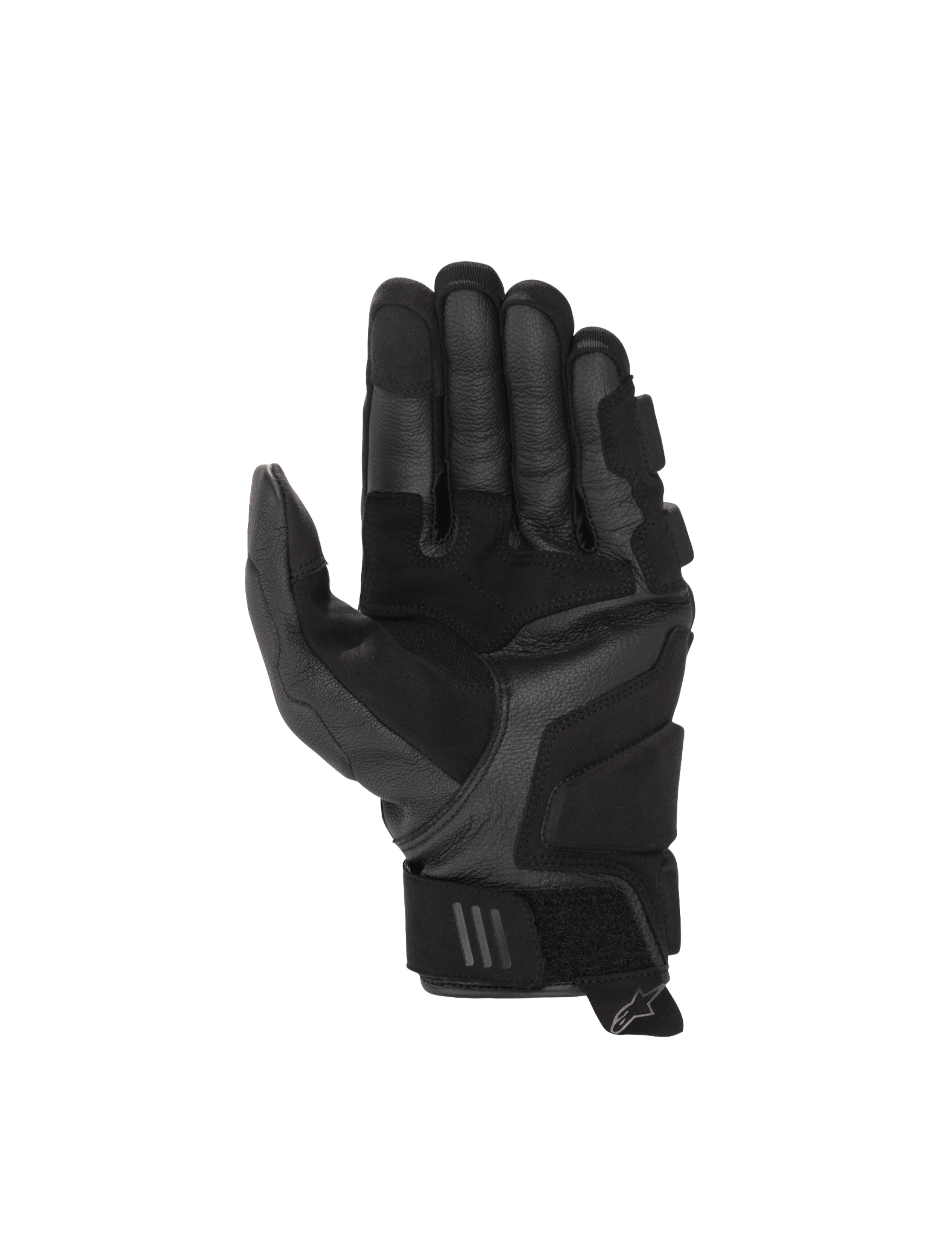 Alpinestars Phenom leren air handschoenen, zwarte geitenleren motorhandschoenen, handpalm met versterkte landingszones.
