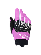 Alpinestars Stella Full Bore V2 Gloves, Women's Motocross Gloves, Violet White and Black, featuring ergonomic TPR knuckle protection, white Alpinestars star logo on violet stretch fabric, black neoprene cuff, off-road motorcycle racing gear