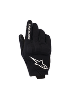 Alpinestars Reef Women's V2 Gloves, Black and White, Short Cuff Motorcycle Gloves, Textile Backhand with 3D TPU Knuckle Protection, White Star Logo and Branding on Index Finger