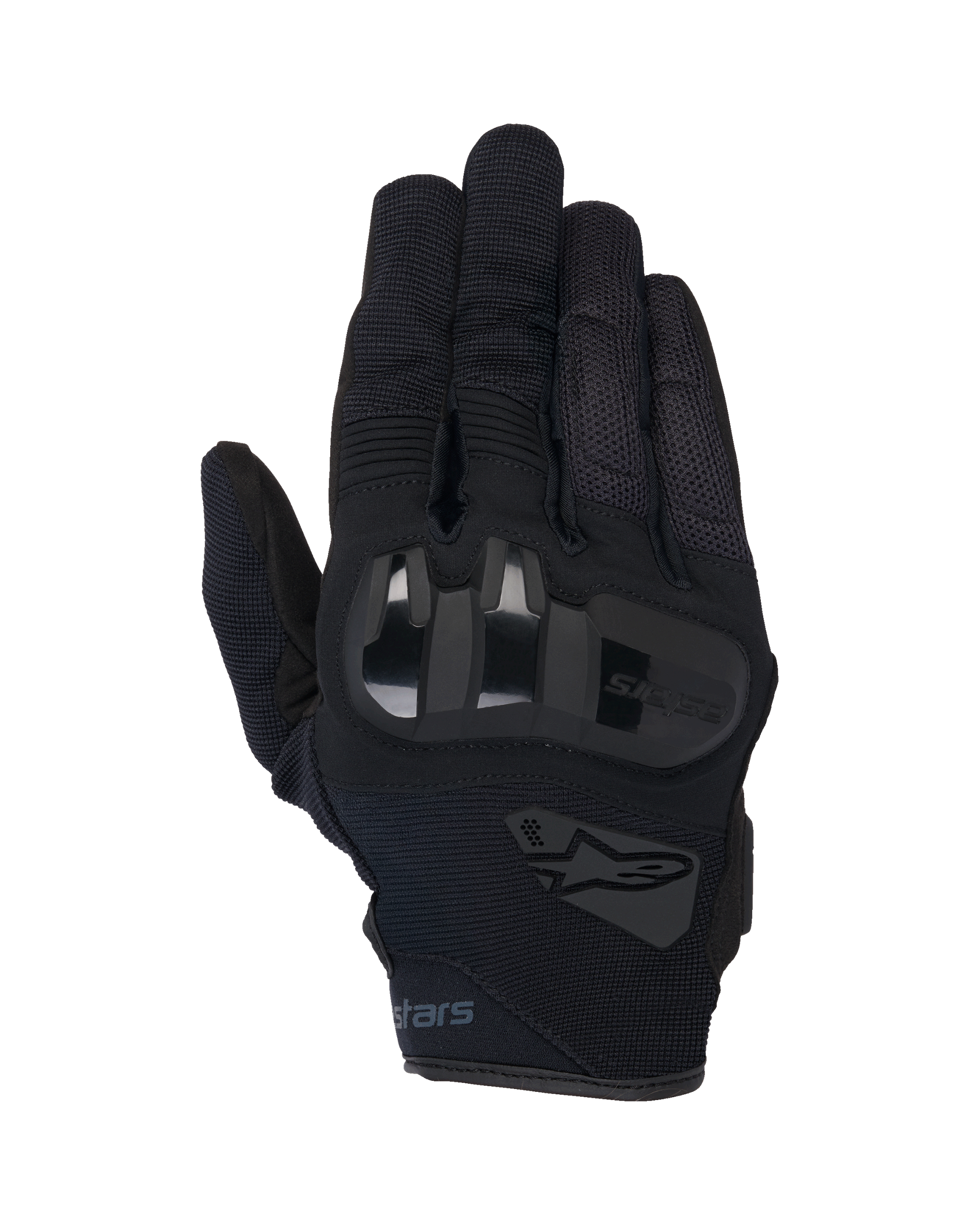 Alpinestars Chrome Women's Gloves, Black Asphalt, short cuff motorcycle gloves with textile and mesh construction, featuring integrated TPU knuckle protection and Alpinestars logo, urban road riding gear for women.