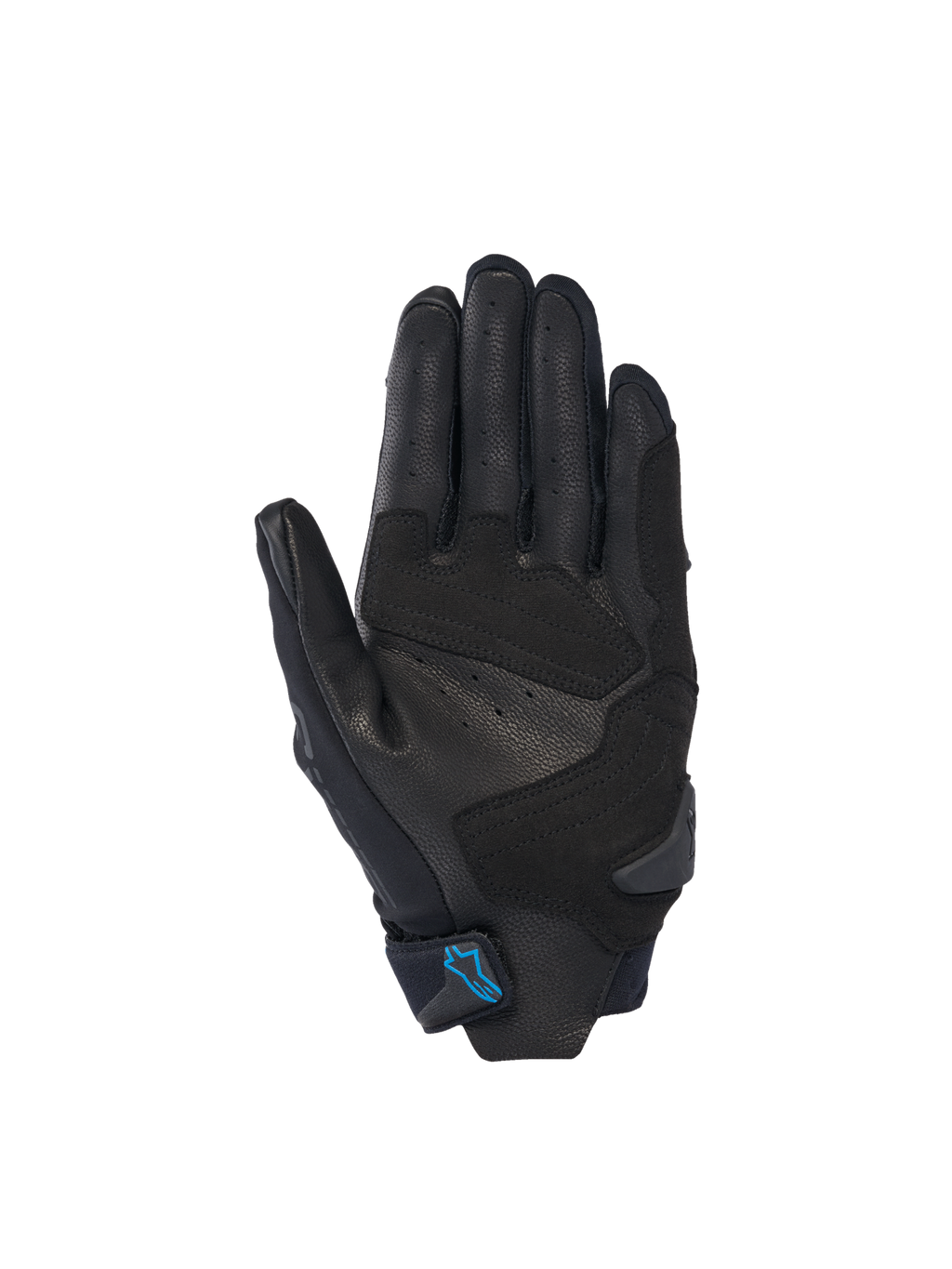 Alpinestars Stella SP X 3 dames-motorhandschoenen, zwart en blauw, geperforeerde leren handpalm met palm slider.
