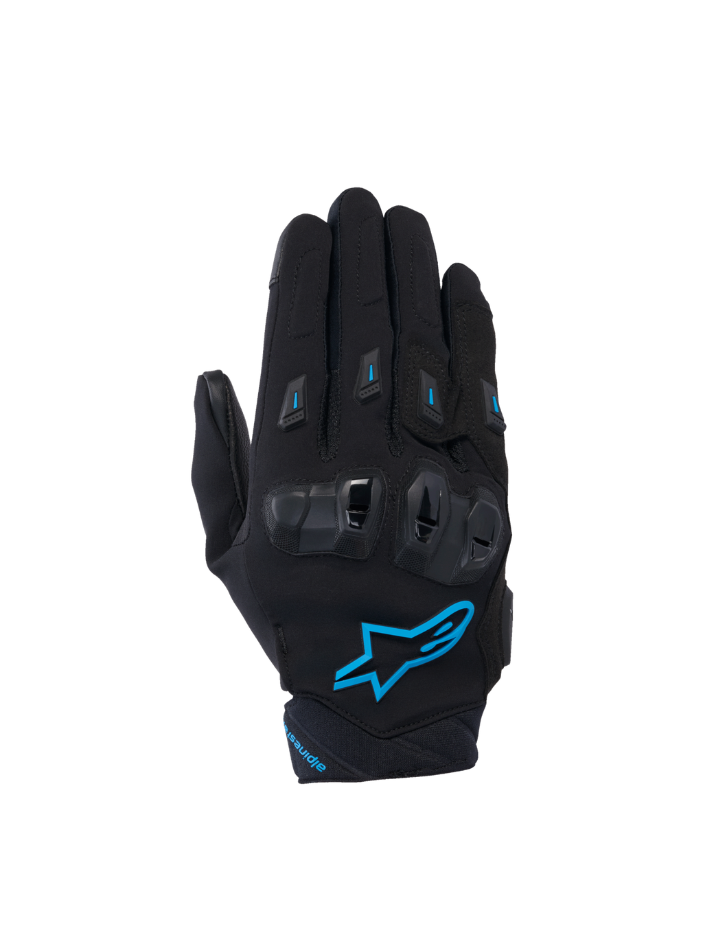 Alpinestars Stella SP X 3 damesmotorhandschoenen, zwart en blauw, met TPU-knokkelbescherming en ademend 3D-mesh.
