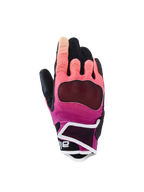 Alpinestars Stella Mogress Airflow Gloves, Women's Motorcycle Gloves, Fading Coral and Black with white trim, featuring a ventilated textile backhand, laser-perforated finger panels, and a protective short cuff for urban riding.
