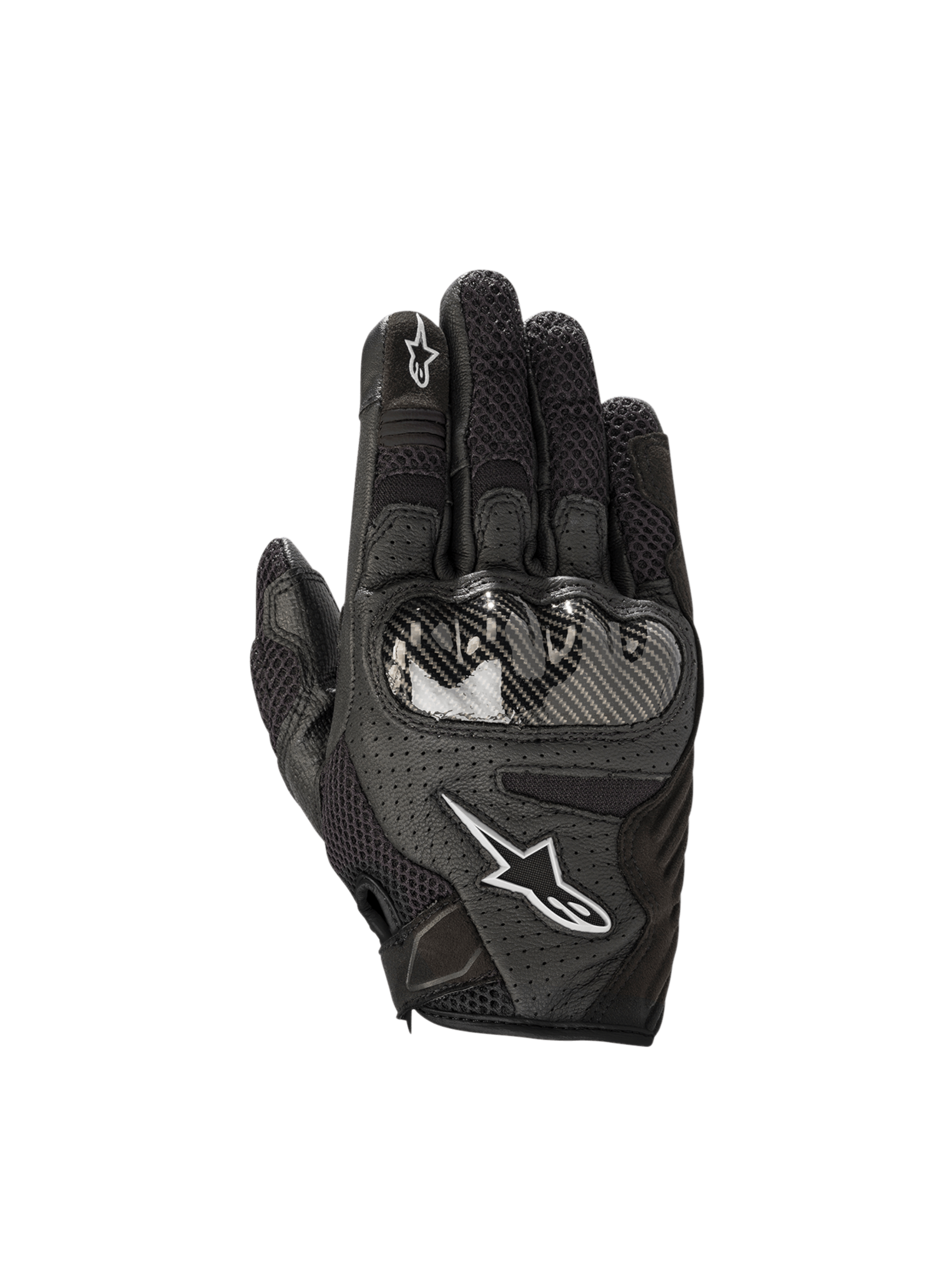 Alpinestars Stella SMX1-Air V2 dames-motorhandschoenen, zwart, geperforeerd leer, knokkelbescherming, CE-gecertificeerd.