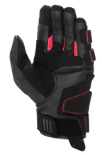 Alpinestars Stella Phenom Leren Air-handschoen voor dames, motorhandschoenen, zwart en Diva Pink, handpalmzijde met versterkte leren constructie, felroze vingerinzetstukken en kort manchet met verstelbare klittenbandsluiting