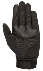 Alpinestars Stella Reef dameshandschoenen, motorhandschoenen, zwart, aanzicht van de handpalm met synthetisch suède en geometrisch grippatroon, versterkte handpalmpads en verstelbare polsband voor stedelijk rijcomfort