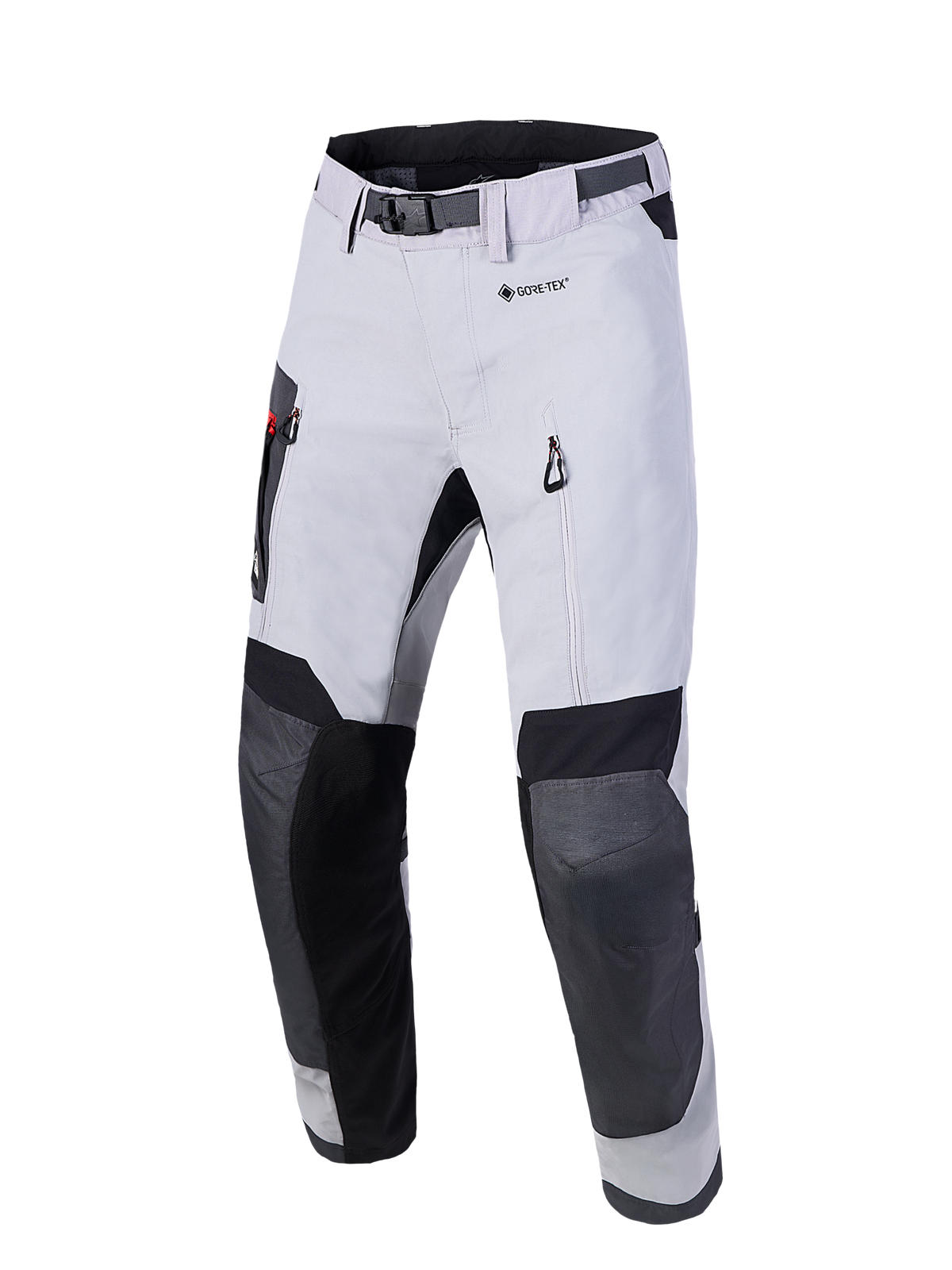 Alpinestars Arenis Gore-Tex broek, avontuurlijke motor touringbroek, lichtgrijs, donkergrijs en zwart, waterdichte gelamineerde GORE-TEX constructie met CE-gecertificeerde bescherming en ventilatie