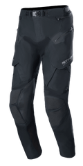 Alpinestars Boulder 3L GORE-TEX broek, adventure motorbroek, zwart, technisch textielontwerp met magnetische gespsluiting in de taille, versterkte kniepanelen met getextureerde inzetstukken, meerdere rits- en cargozakken, voorgevormde ergonomische pasvorm