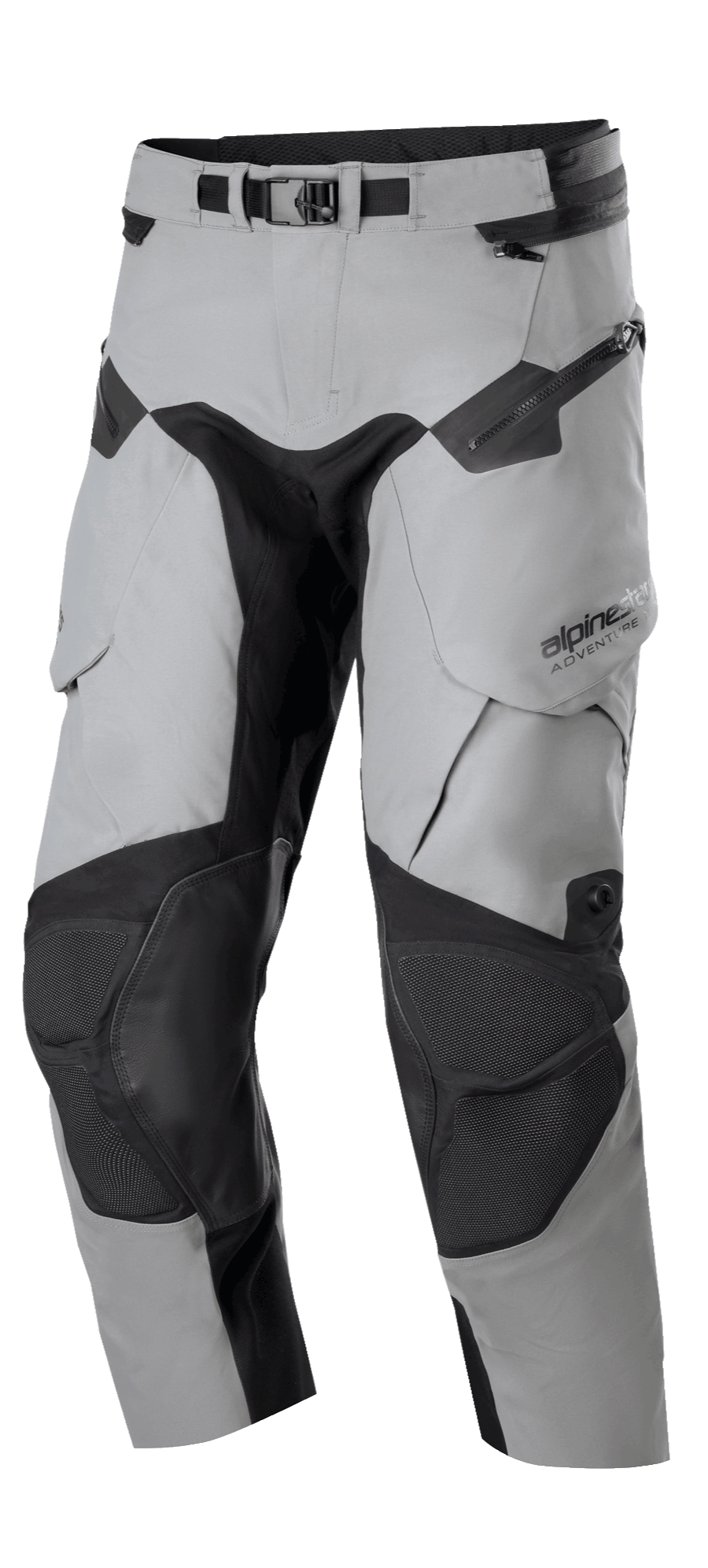 Alpinestars Boulder 3L GORE-TEX broek - korte lengte, adventure touring motorbroek, donkergrijs en zwart, met versterkte kniepanelen, verstelbare tailleriem met gesp, waterdichte ritsen en ergonomische zakken, duurzame constructie voor extreem weer