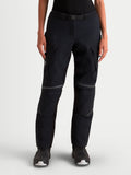 Alpinestars Stella St-7 V2 2L Gore-Tex Pants Short, women's adventure touring motorcycle pants in black, front view on a model wearing waterproof textile riding gear with cargo pockets and magnetic waist buckle.