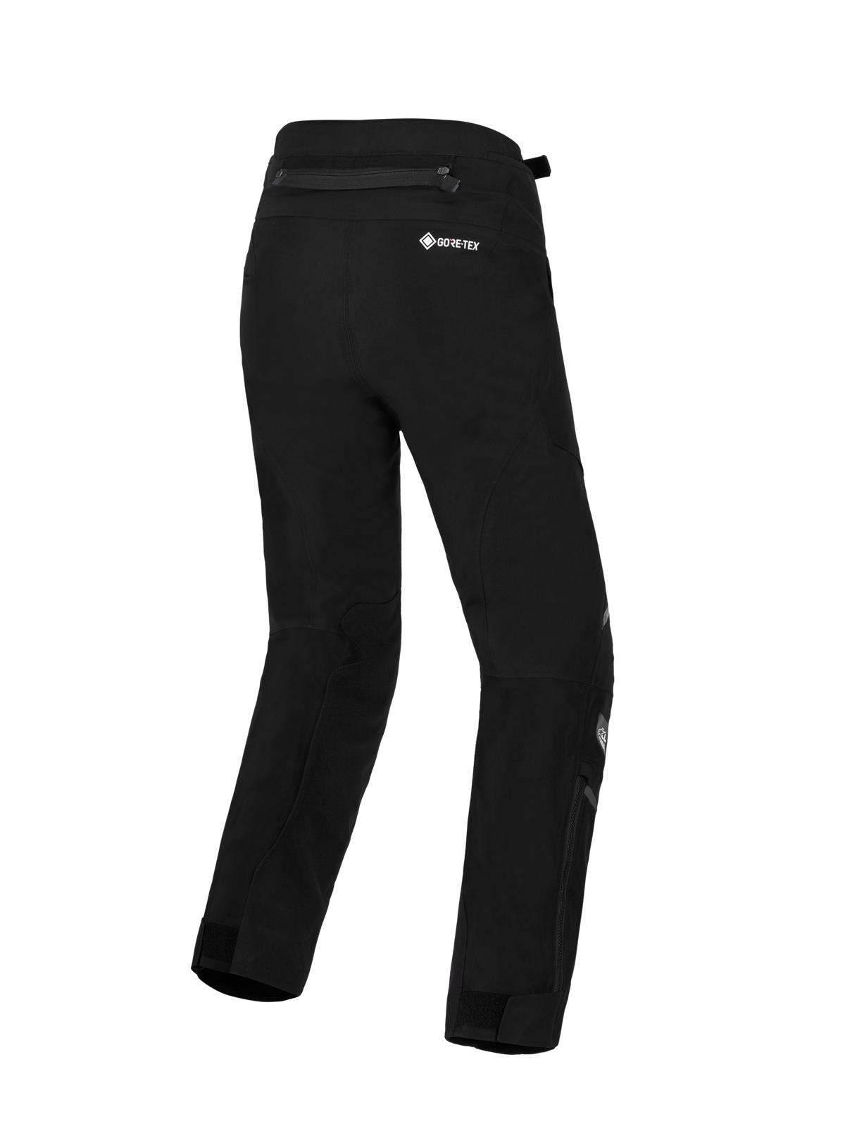 Alpinestars Stella ST-7 V2 2L GORE-TEX broek, dames tour-motorbroek in het zwart, achteraanzicht met waterdichte textielconstructie, GORE-TEX-branding en ritsen aan de onderzijde van de broekspijpen