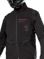 Alpinestars Lite-Dura Softshell Jas, zwart, winddichte off-road enduro jas, modulair ontwerp met afneembare mouwen en fleece voering, minimalistische technische stijl