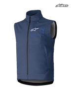 Alpinestars Techstar Softshell Vest, heren motorcrossvest, marineblauw, winddichte stretch softshellconstructie met volledige ritssluiting aan de voorkant en brandinggraphics