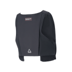 Alpinestars Techdura Tactical Vest, achteraanzicht, zwart duurzaam textiel met mesh zijpanelen, voorzien van een rood waarschuwingslabel en zilveren Astars driehoekig logo op de onderrug, modulair opbergsysteem voor enduro-rijden