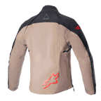 Alpinestars Techdura Jacket, off-road enduro jas, Black Falcon Brown, achteraanzicht zonder tactisch vest, voorzien van rode Astars-logo's en duurzame polyamide canvas constructie