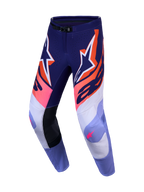 Alpinestars Supertech Dyna broek 2027, heren-motocrossbroek in paars en roze fluo, hoogwaardig stretch ripstop.