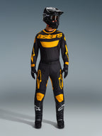 Alpinestars 2026 Racer Riway Gear Set, complete motocross racing outfit, black jersey with yellow astars branding, black pants with yellow knee and thigh accents, matching black helmet, goggles, gloves and boots, professional off-road apparel